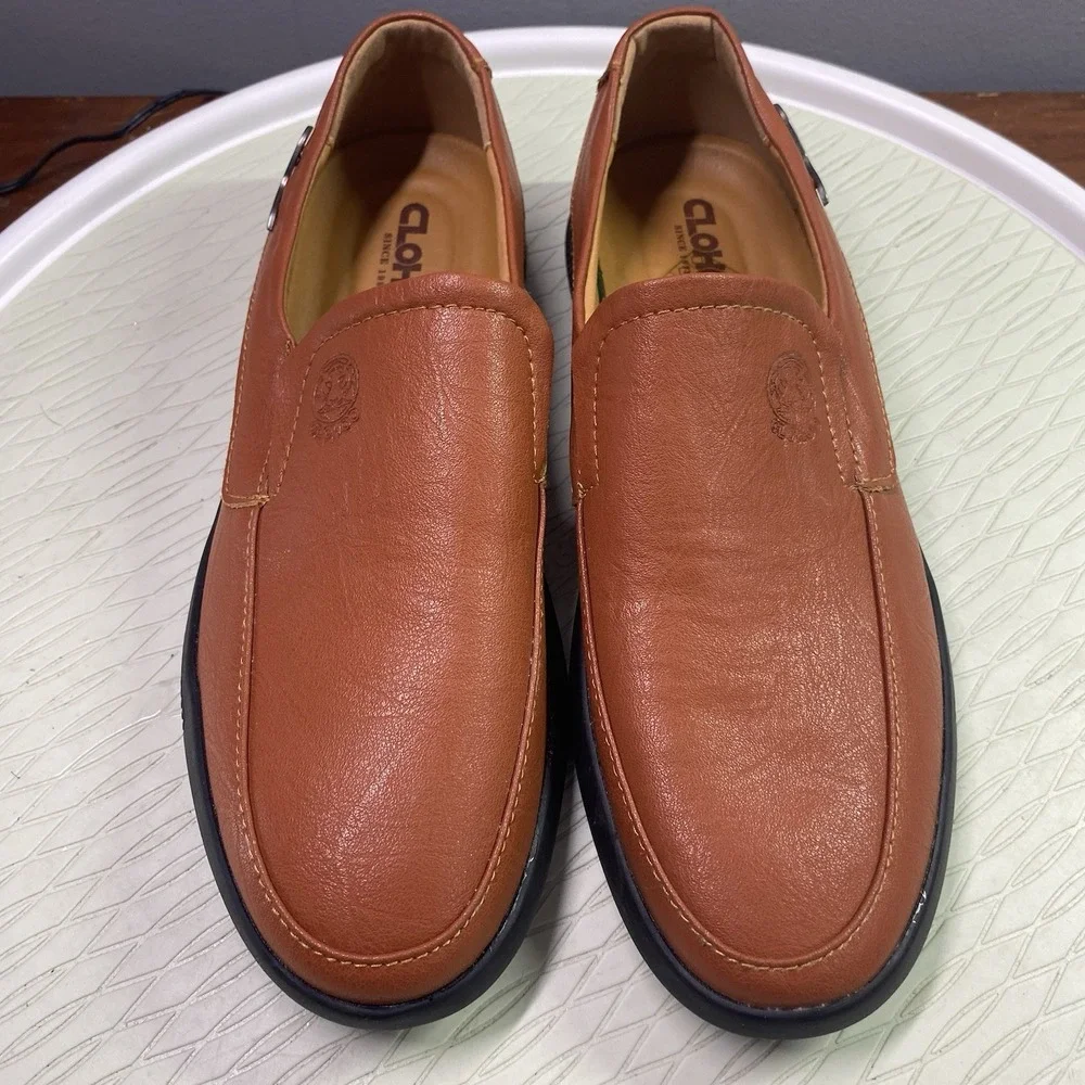 CLOHOO Men's Top Leather‎ Red/Brown Shoes Sz.US 8.5. 260. NWOB
